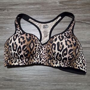 Victoria's Secret Pink Yoga Leopard Print Push Up Racer Sports Bra Size S/P